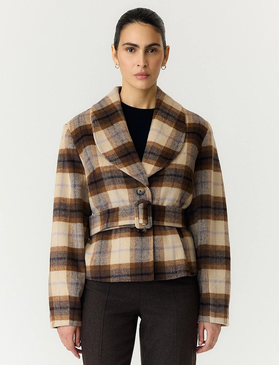 YAS - YASCODY LS BELTED JACKET - ulljackor - carafe - 0