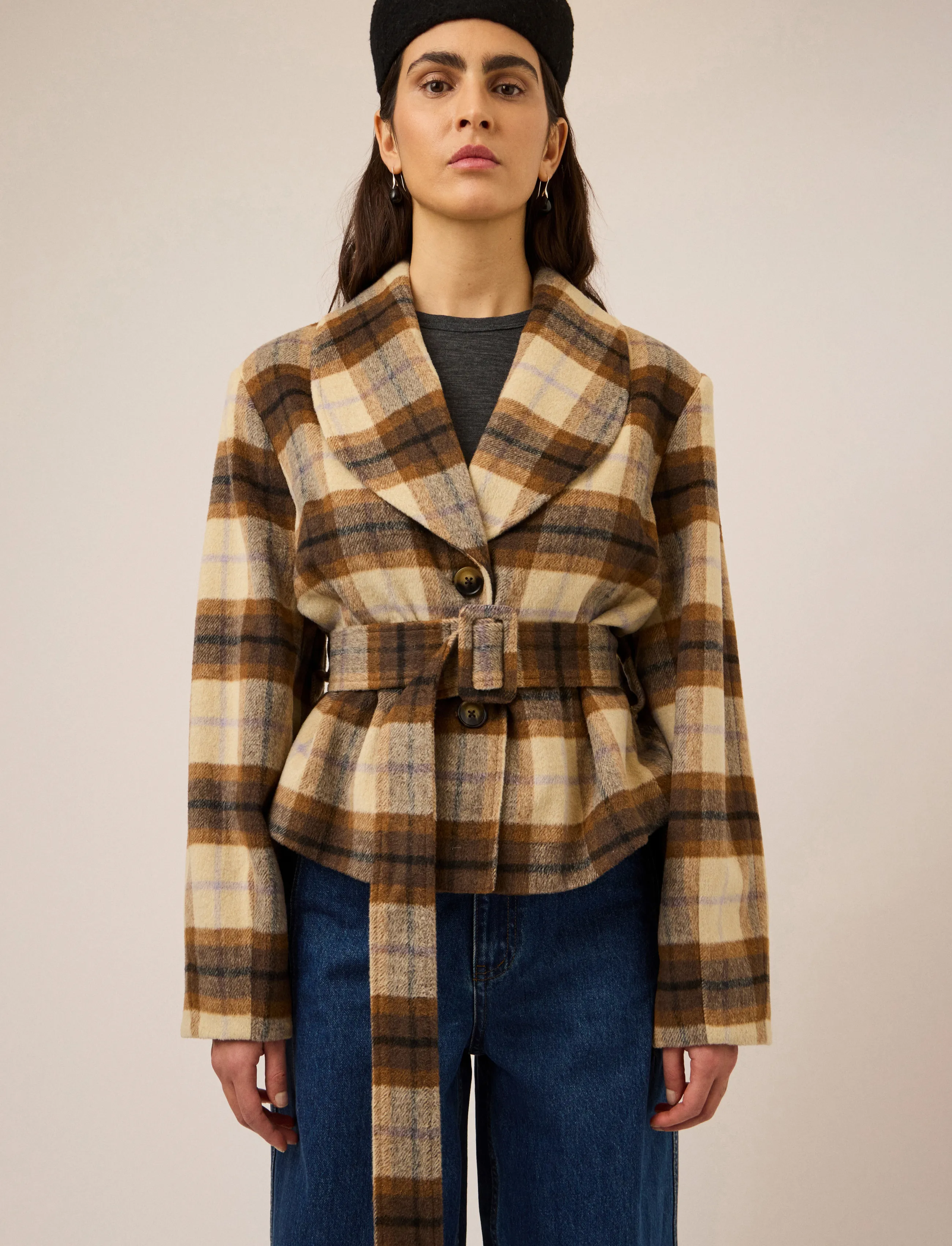 YAS YASCODY LS BELTED JACKET - Uldjakker - CARAFE / brown