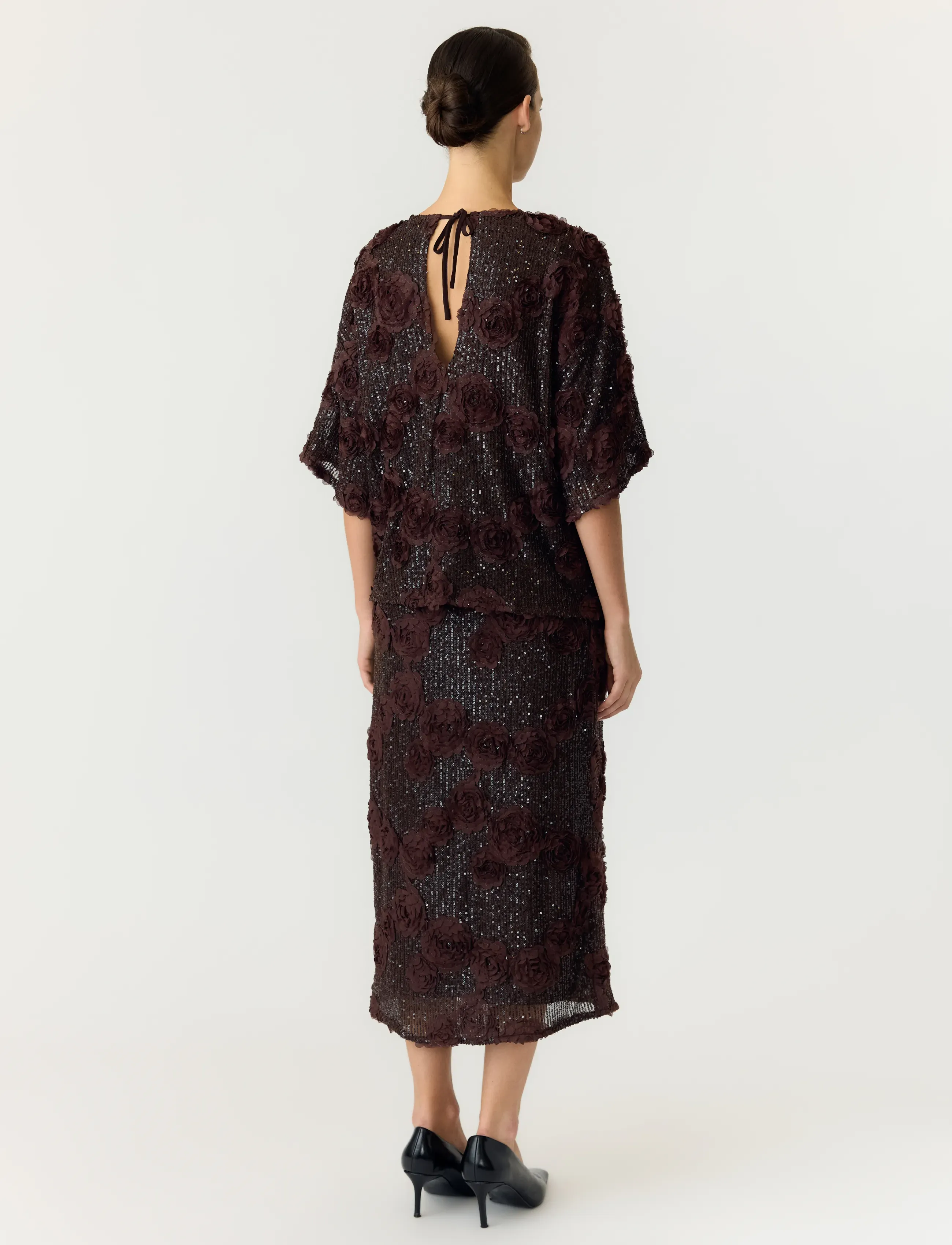 YAS - YASELYSIA 2/4 SEQUIN TOP - SHOW - coffee bean - 3