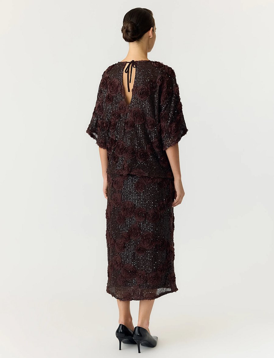 YAS - YASELYSIA 2/4 SEQUIN TOP - SHOW - coffee bean - 3