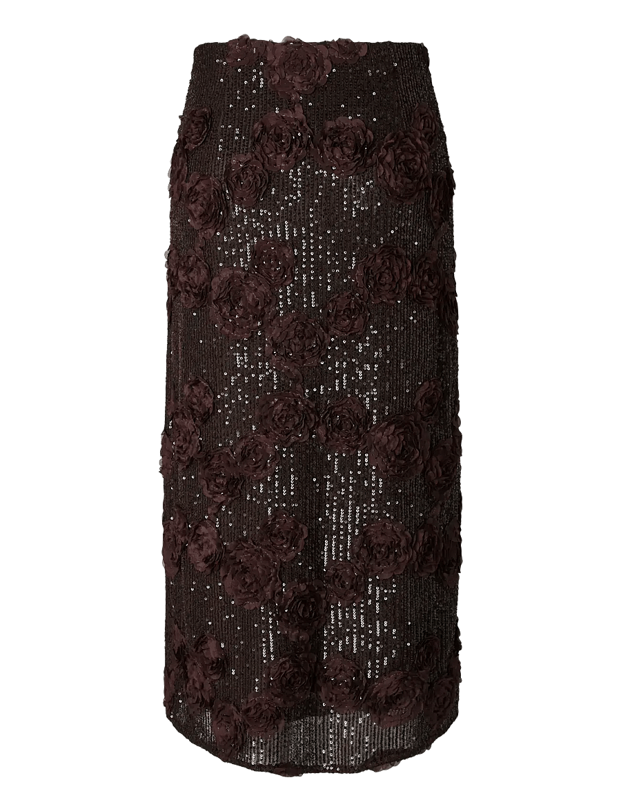 YAS - YASELYSIA MW SEQUIN LONG SKRT - SHOW - pailletten-röcke - coffee bean - 2