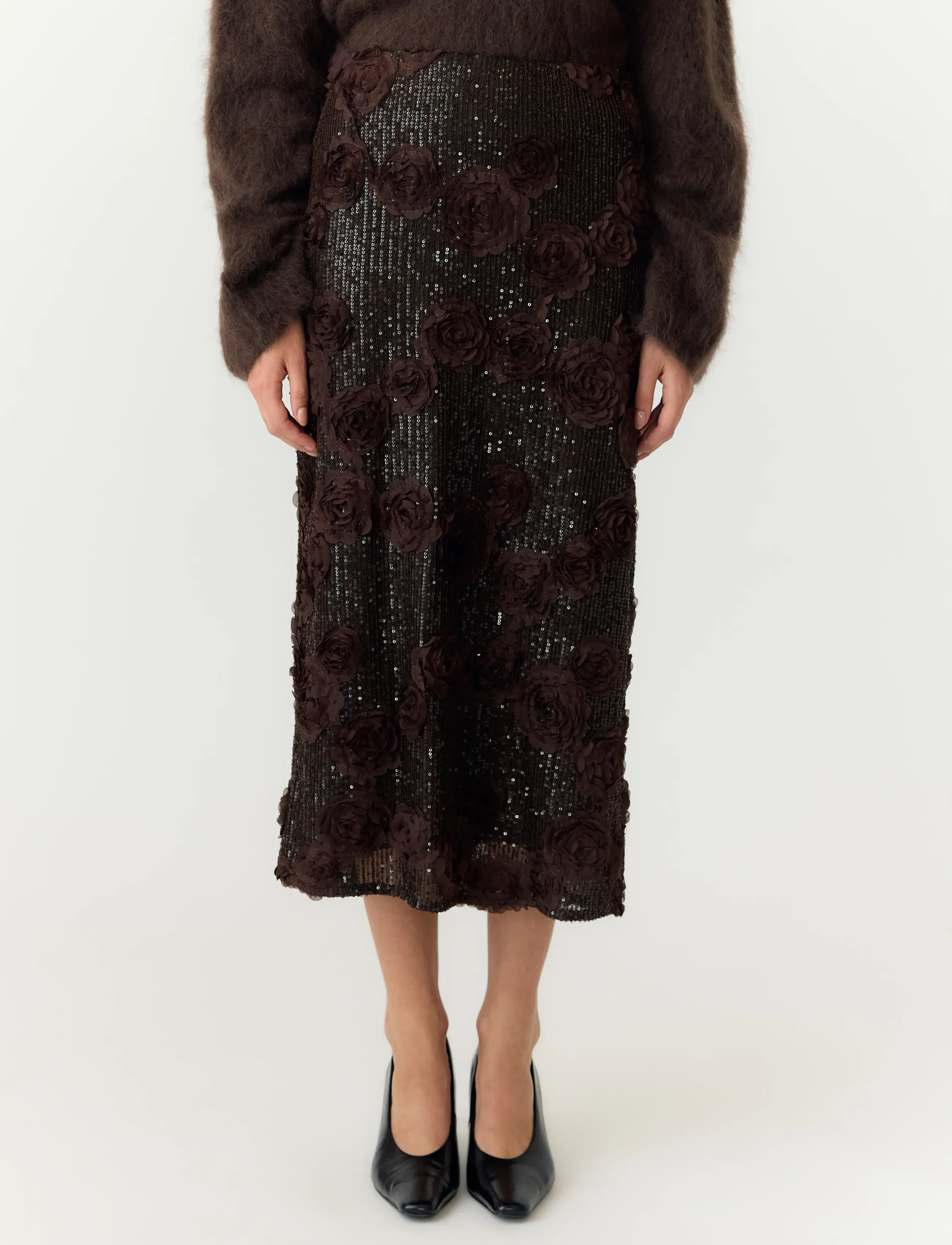 YAS - YASELYSIA MW SEQUIN LONG SKRT - SHOW - sequin skirts - coffee bean - 0