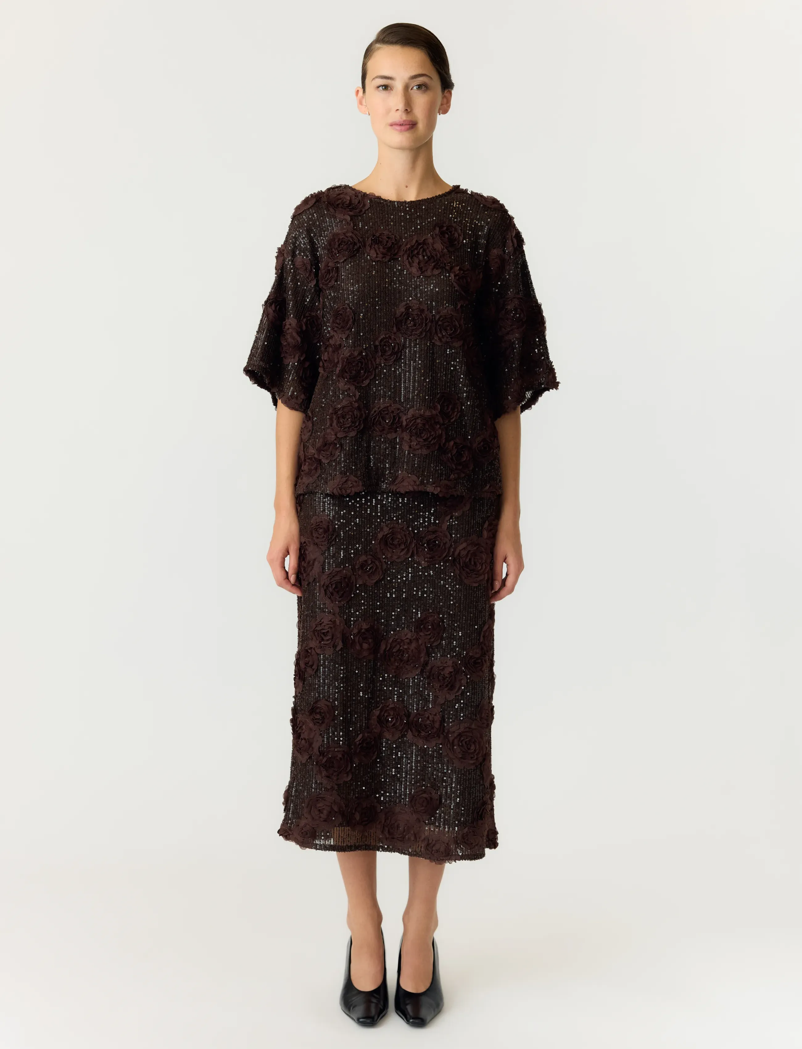 YAS - YASELYSIA MW SEQUIN LONG SKRT - SHOW - sequin skirts - coffee bean - 3
