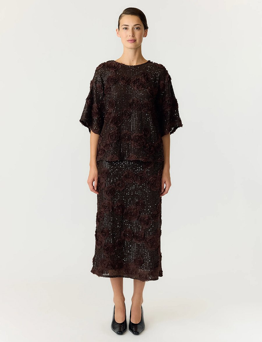 YAS - YASELYSIA MW SEQUIN LONG SKRT - SHOW - sequin skirts - coffee bean - 3