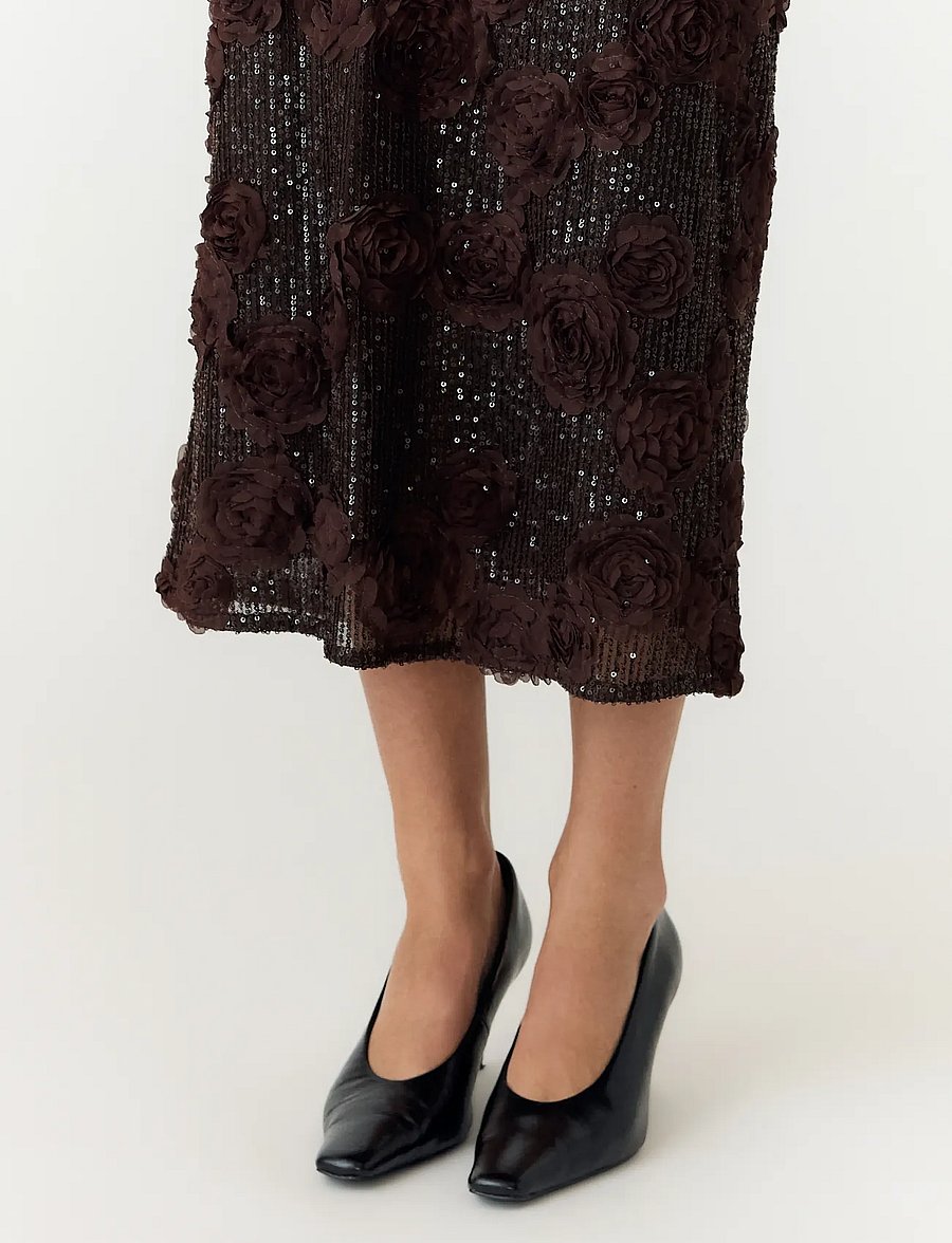 YAS - YASELYSIA MW SEQUIN LONG SKRT - SHOW - sequin skirts - coffee bean - 4
