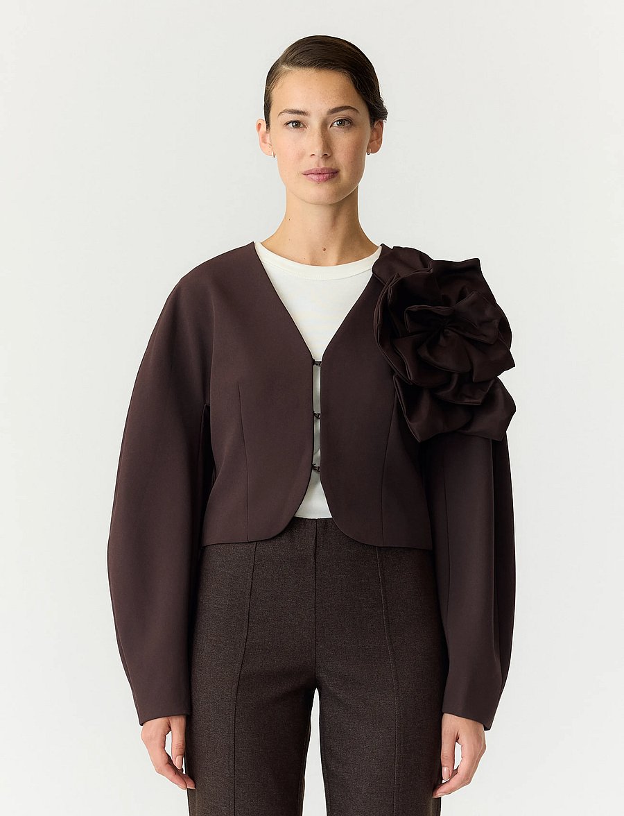 YAS - YASLAULIN FLOWER CROP JACKET S. - SHOW - vårjackor - coffee bean - 0