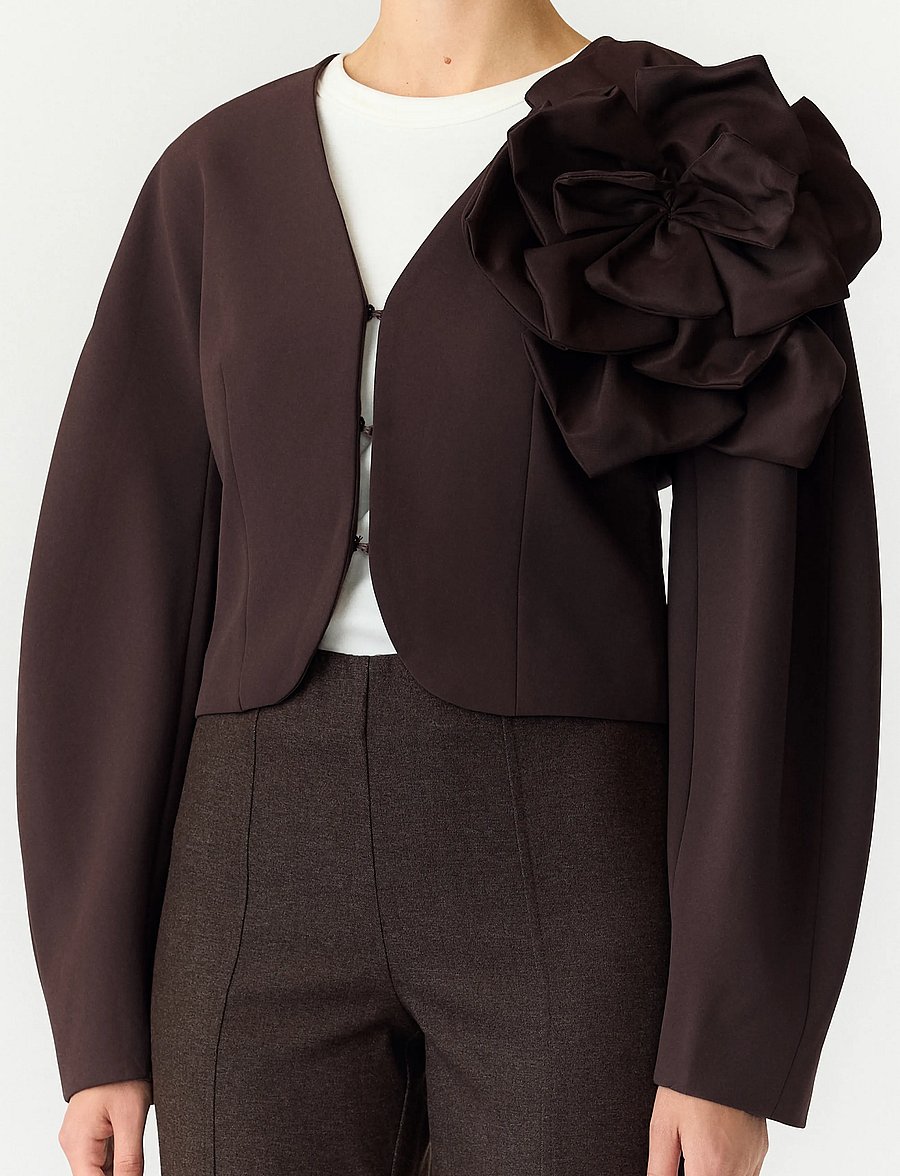 YAS - YASLAULIN FLOWER CROP JACKET S. - SHOW - vårjackor - coffee bean - 5
