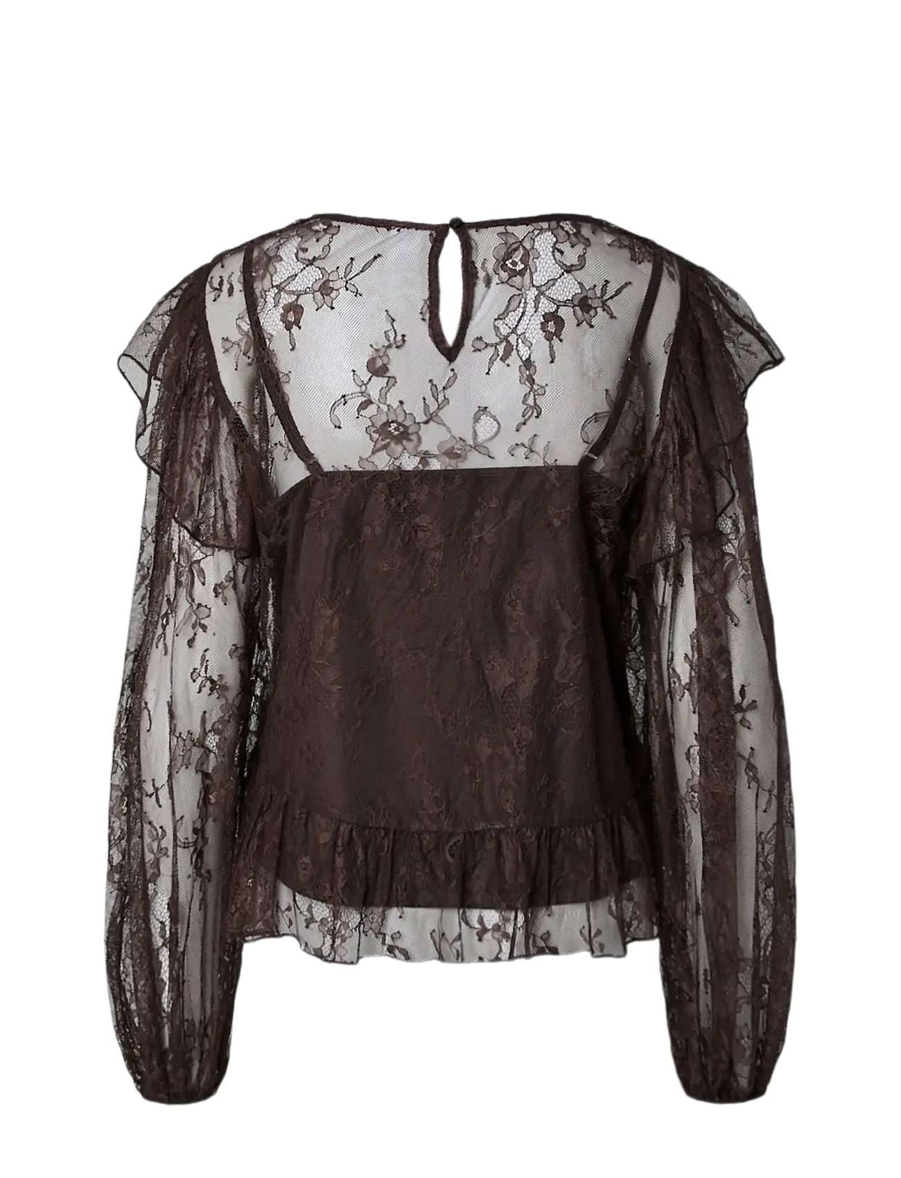 YAS - YASLEONTINE LS LACE TOP S. - SHOW - chocolate brown - 1