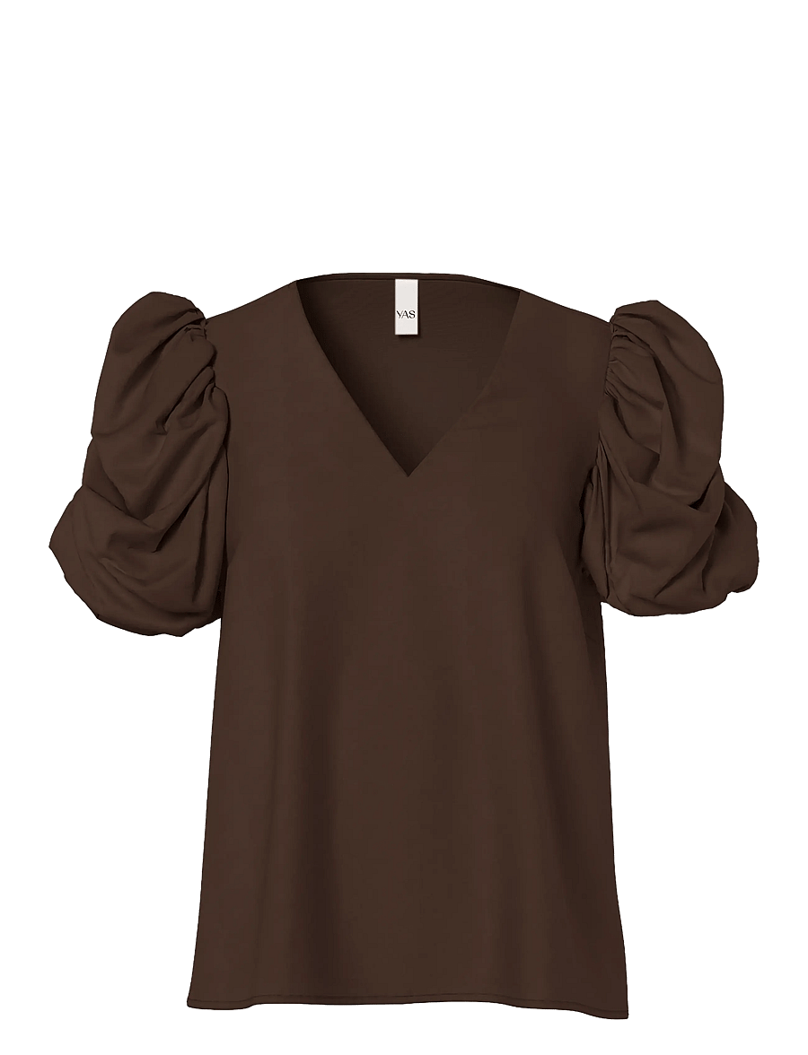 YAS - YASPELLA 2/4 TOP S. - kurzärmelige blusen - chocolate brown - 0