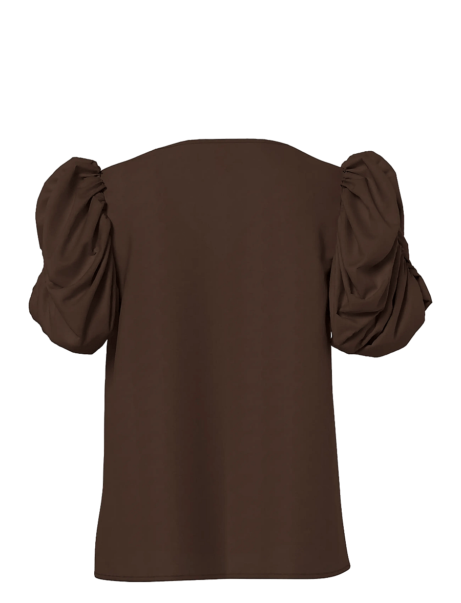 YAS - YASPELLA 2/4 TOP S. - kurzärmelige blusen - chocolate brown - 1