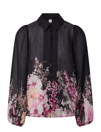 YAS YASROMANTICA LS SHIRT - D2D - Pikkade varrukatega särgid - BLACK / black