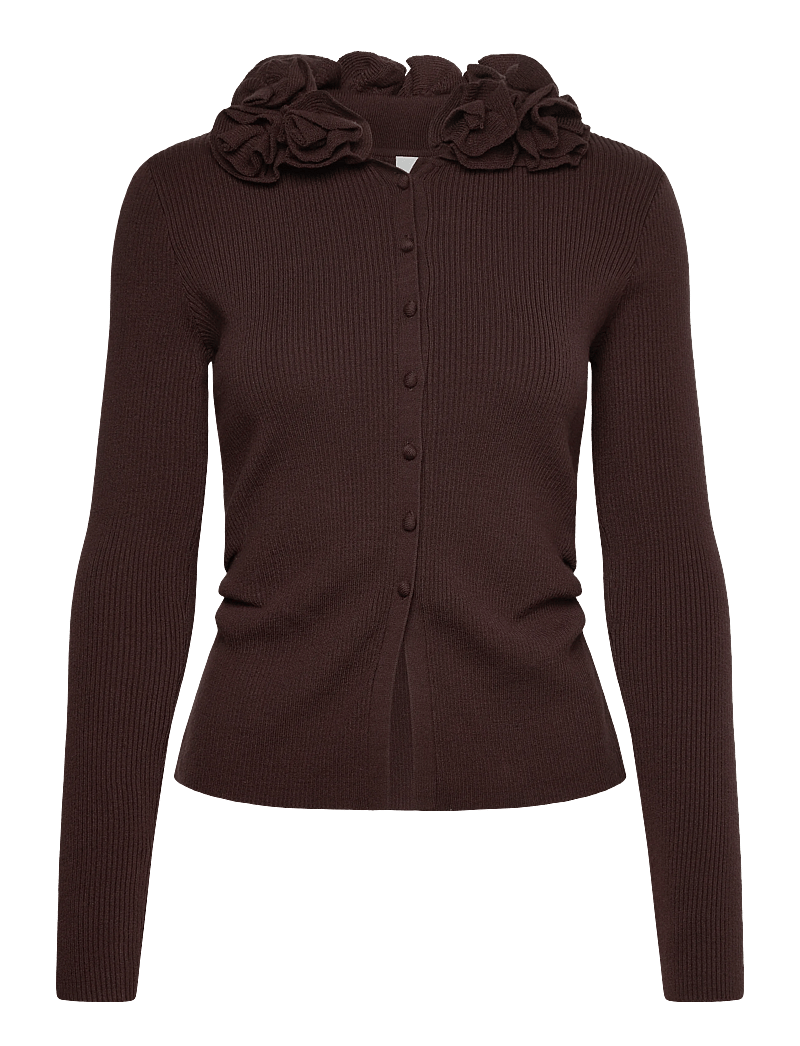 YAS - YASAROSIA LS KNIT CARDIGAN - D2D - cardigans - chocolate brown - 0