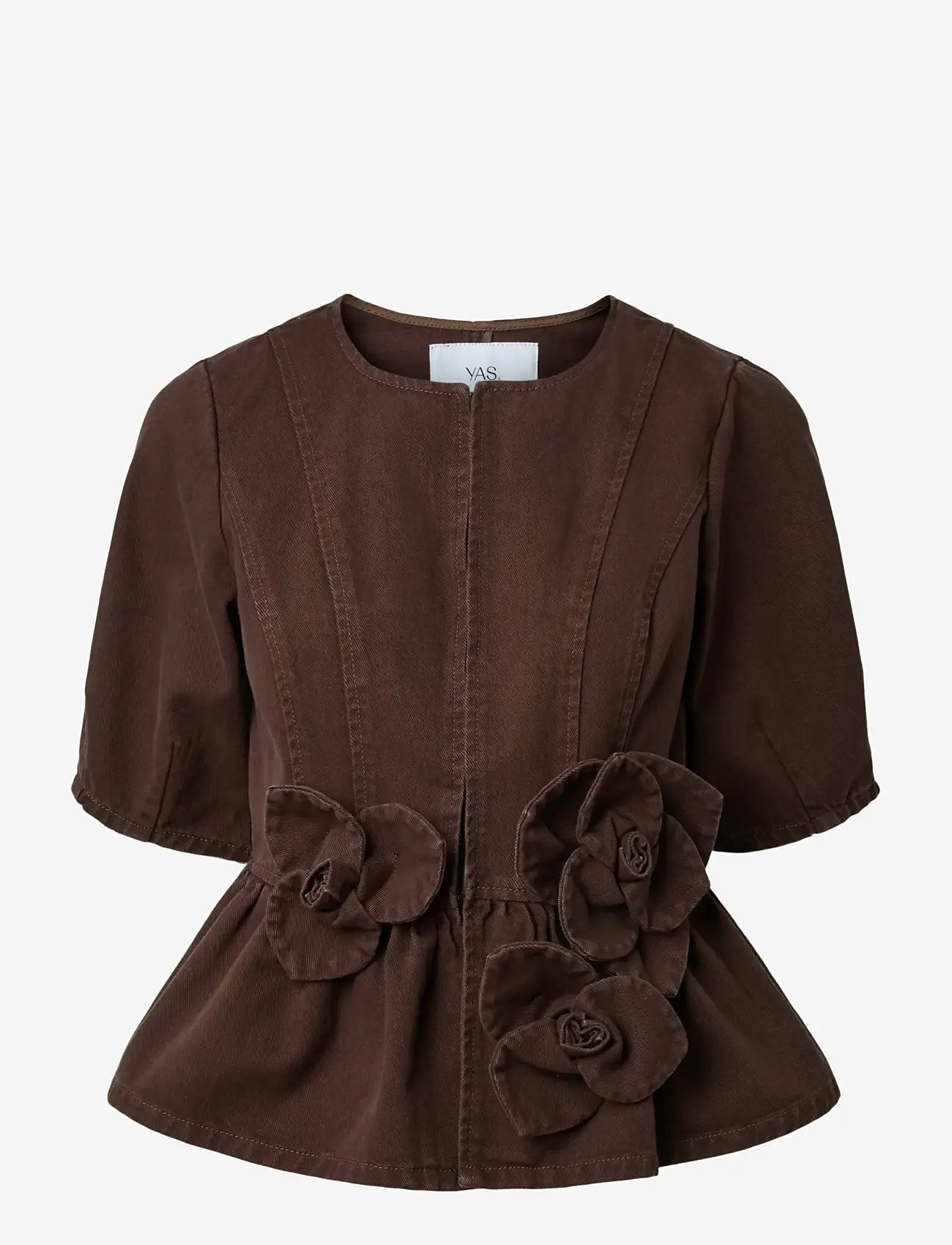 YAS - YASELSIE SS DENIM TOP S. - EX - denim shirts - coffee bean - 1