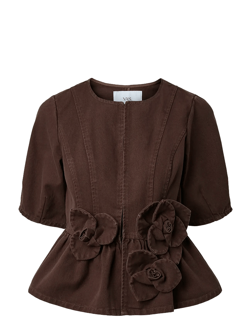 YAS - YASELSIE SS DENIM TOP S. - EX - denimskjorter - coffee bean - 1