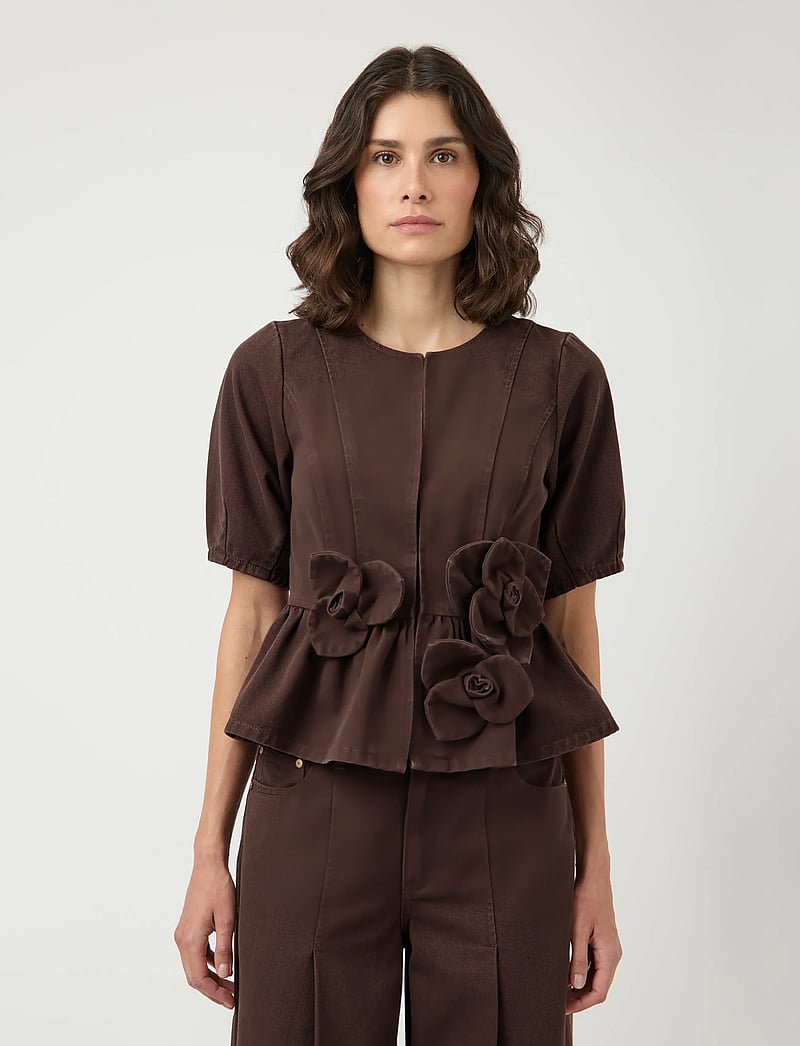 YAS - YASELSIE SS DENIM TOP S. - EX - denimskjorter - coffee bean - 0