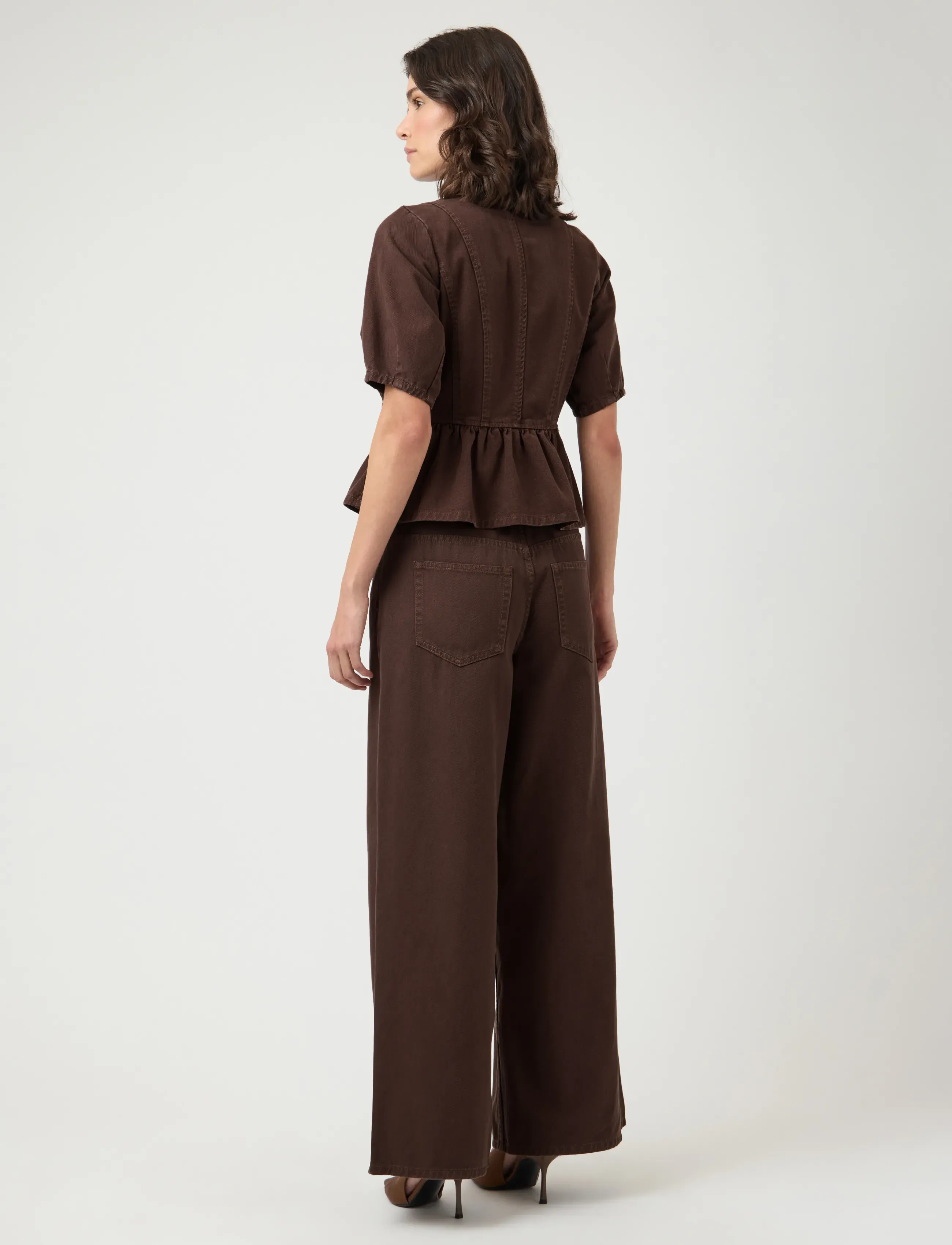 YAS - YASELSIE SS DENIM TOP S. - EX - gallaskyrtur - coffee bean - 3