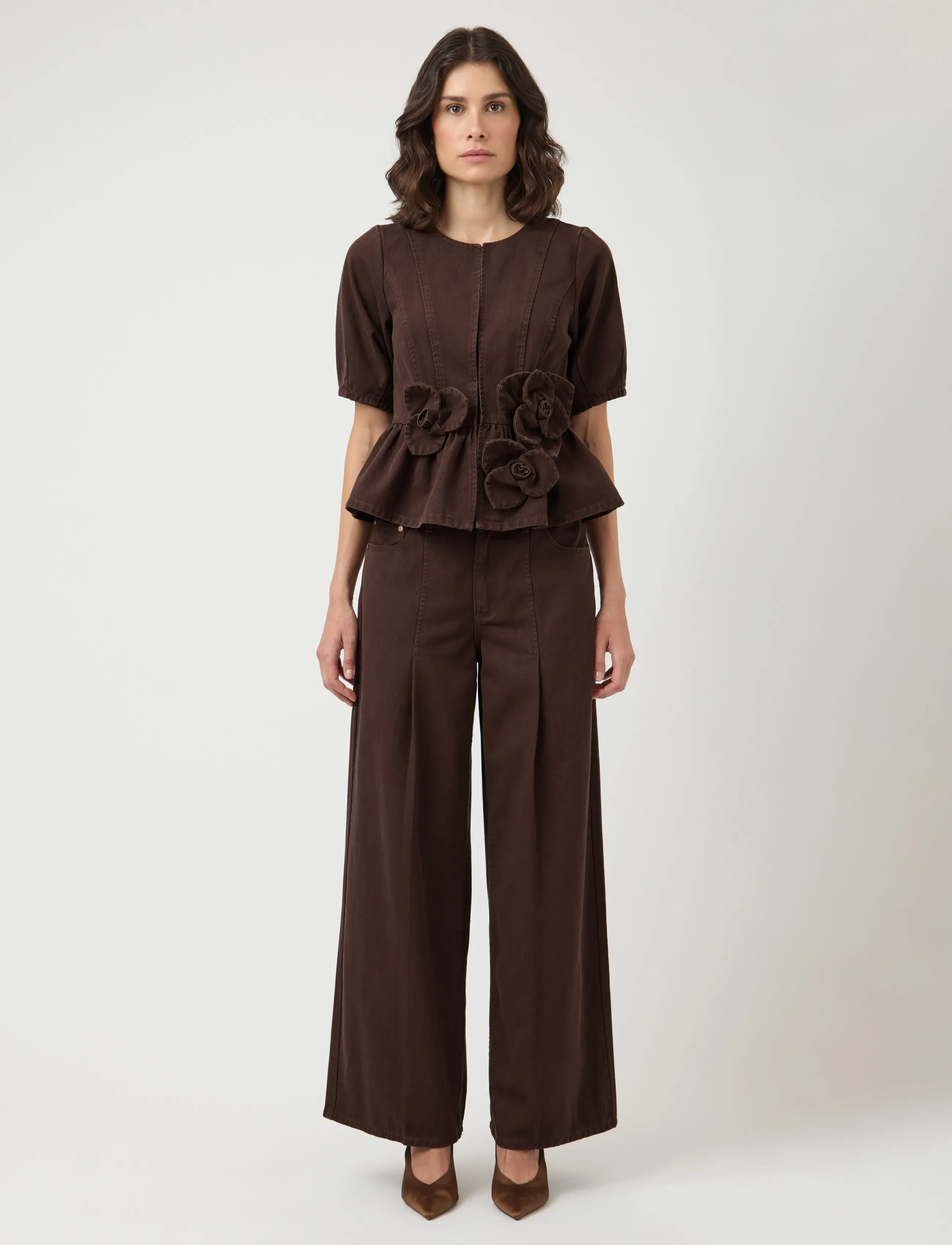 YAS - YASELSIE SS DENIM TOP S. - EX - denimskjorter - coffee bean - 4
