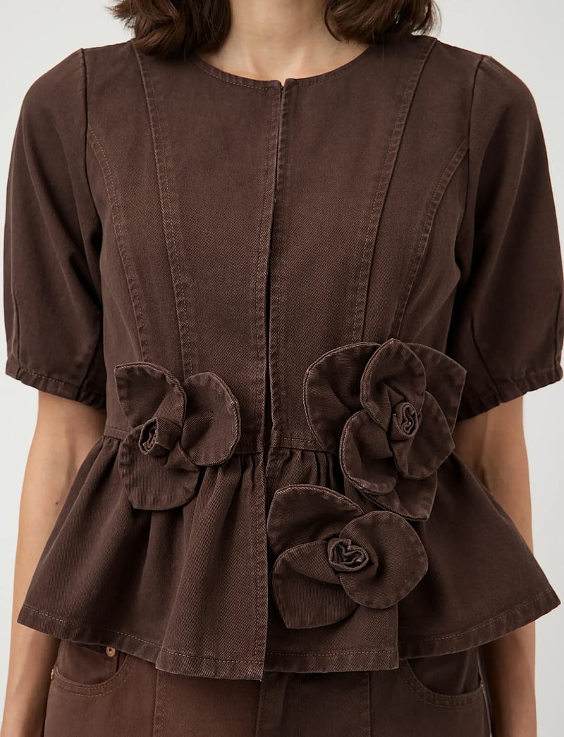 YAS - YASELSIE SS DENIM TOP S. - EX - denimskjorter - coffee bean - 5