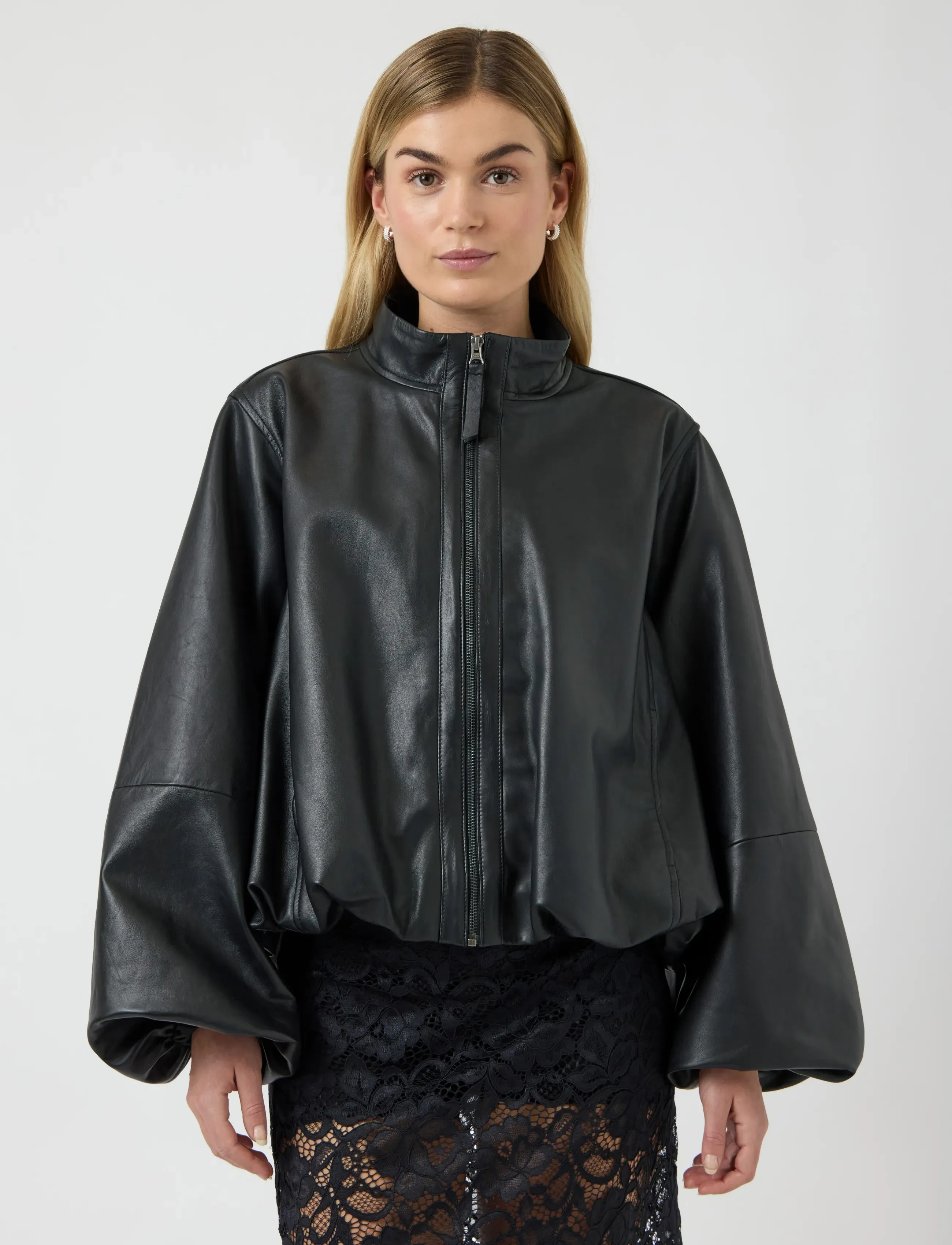 YAS YASISABEL LEATHER JACKET - D2D - Tøj - BLACK / black
