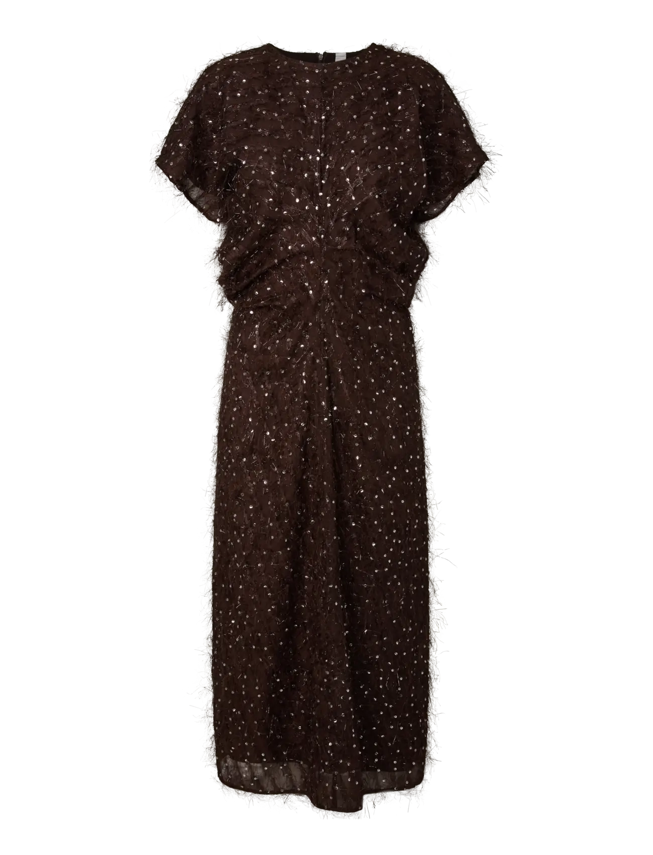 YAS - YASILZA DRAPE LONG DRESS S. - SHOW - sequin dresses - coffee bean - 1