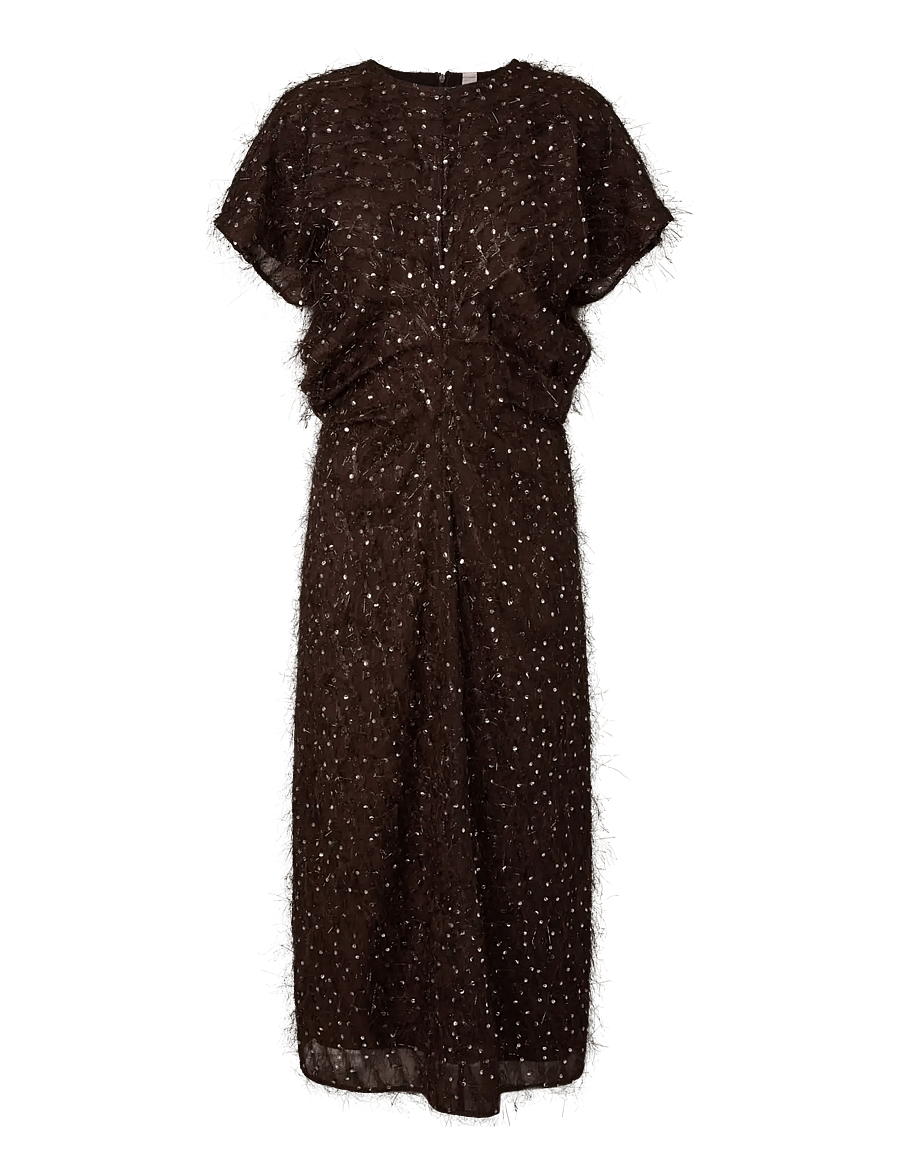 YAS - YASILZA DRAPE LONG DRESS S. - SHOW - paillettenkleider - coffee bean - 1