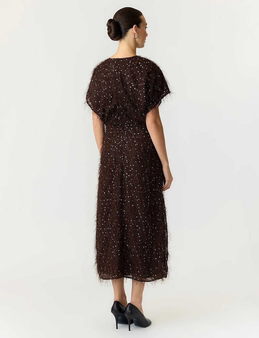 YAS - YASILZA DRAPE LONG DRESS S. - SHOW - paillettenkleider - coffee bean - 3
