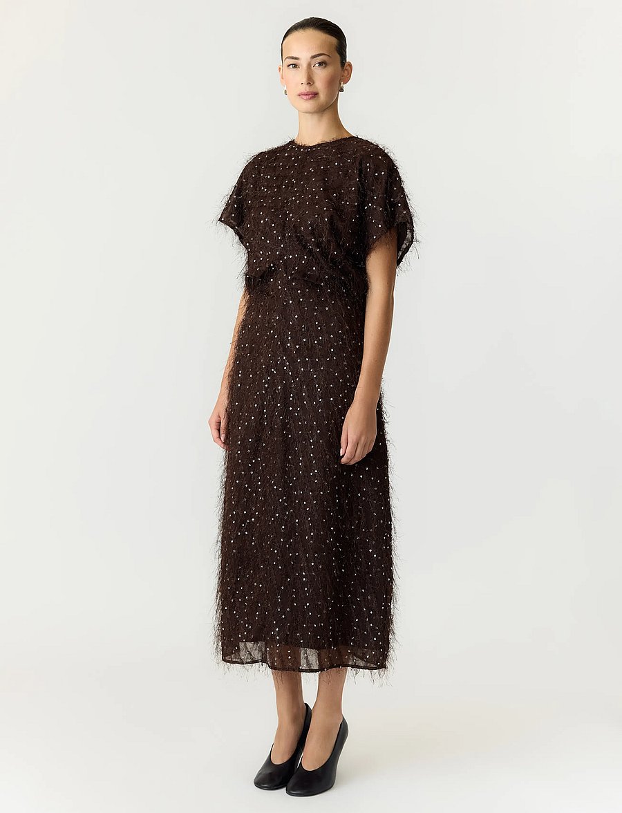 YAS - YASILZA DRAPE LONG DRESS S. - SHOW - paillettenkleider - coffee bean - 4