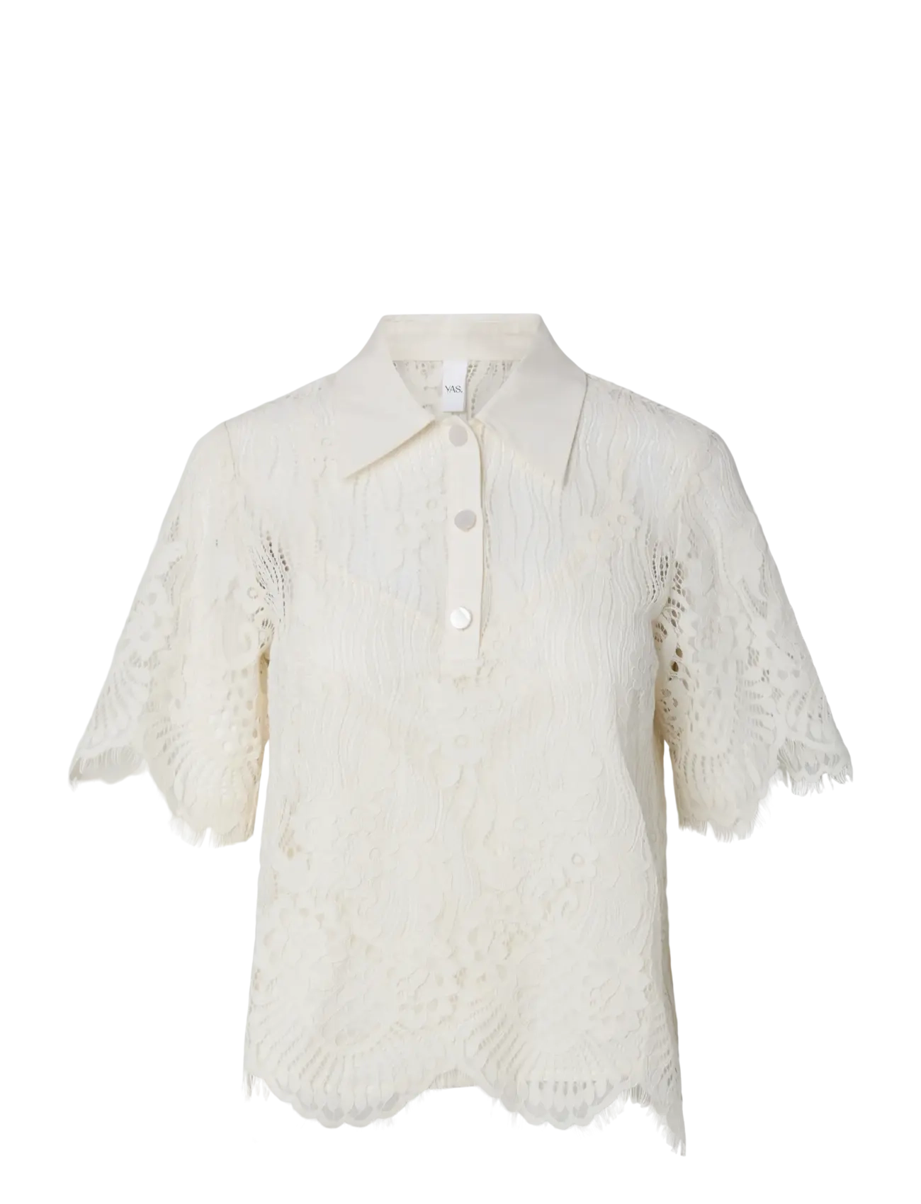 YAS YASKOI SS LACE TOP - EX - Stuttermabolir og toppar - PRISTINE / cream