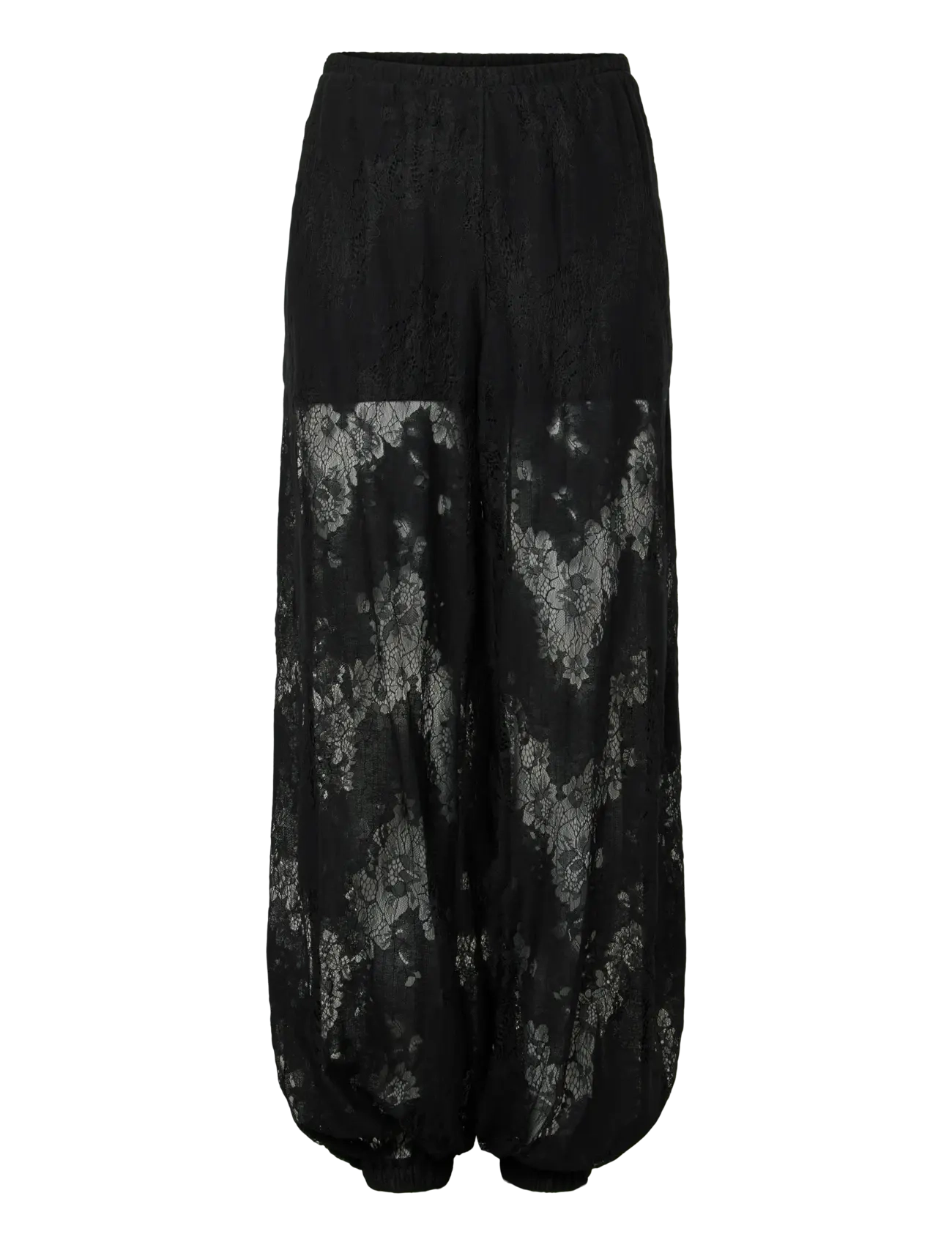 YAS - YASALBERTE HW BALLOON LACE PANT - D2D - buxur með víðum skálmum - black - 1
