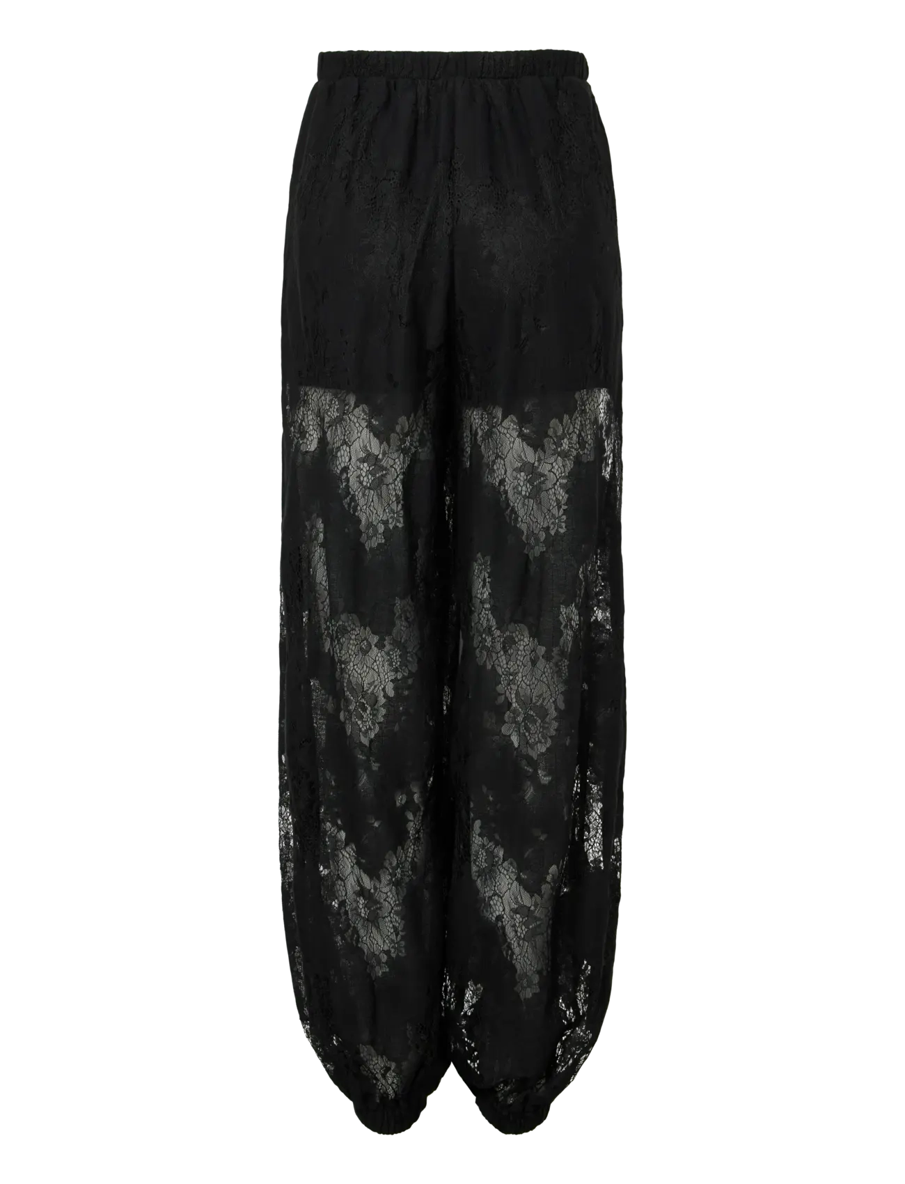 YAS - YASALBERTE HW BALLOON LACE PANT - D2D - buxur með víðum skálmum - black - 2