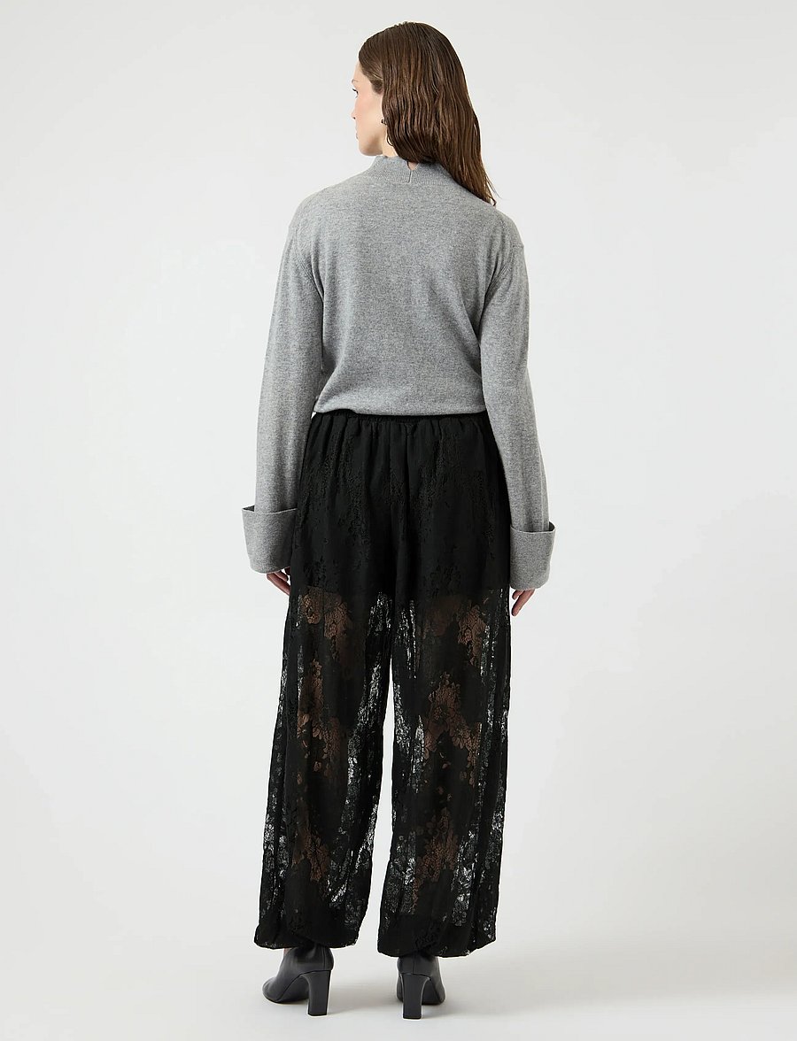 YAS - YASALBERTE HW BALLOON LACE PANT - D2D - hosen mit weitem bein - black - 3