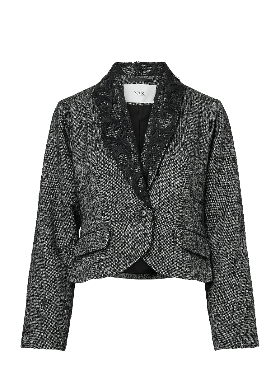 YAS - YASFILIPPA LS LACE JACKET - D2D - wolljacken - black - 1