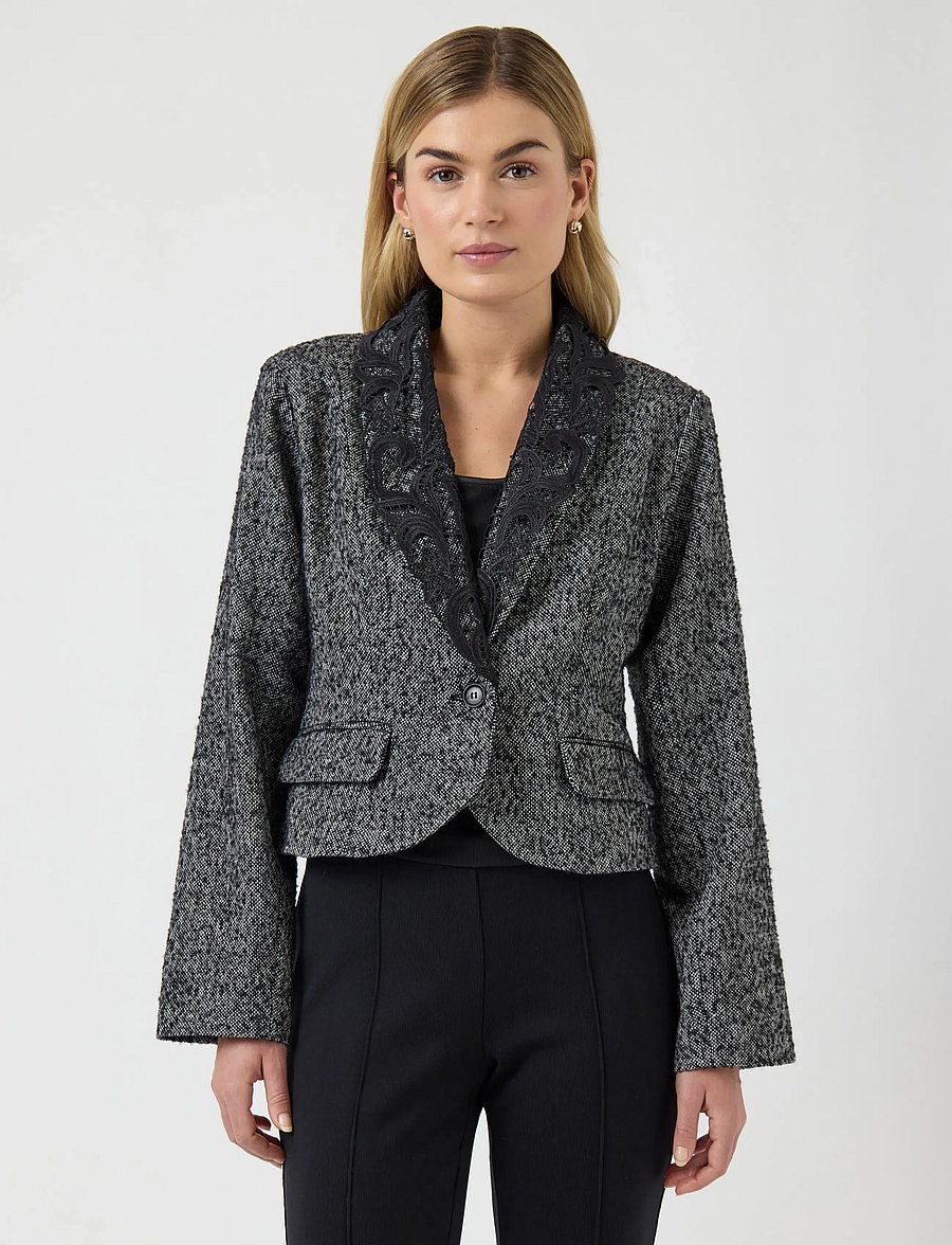 YAS - YASFILIPPA LS LACE JACKET - D2D - wolljacken - black - 0