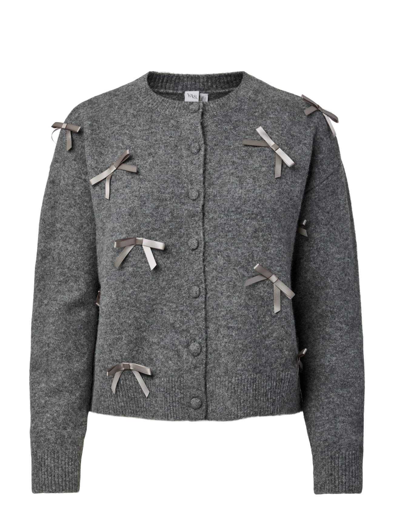 YAS YASFRILO LS BOW KNIT CARDIGAN S. - Kleidung - DARK GREY MELANGE / grey