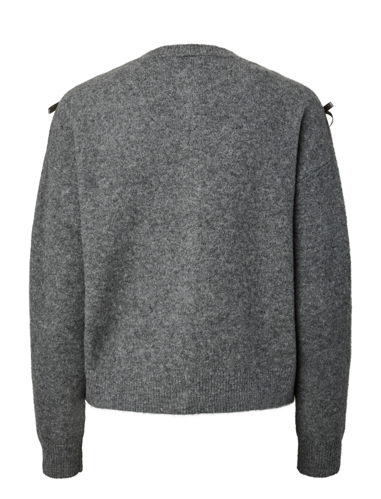 YAS - YASFRILO LS BOW KNIT CARDIGAN S. - dark grey melange - 1