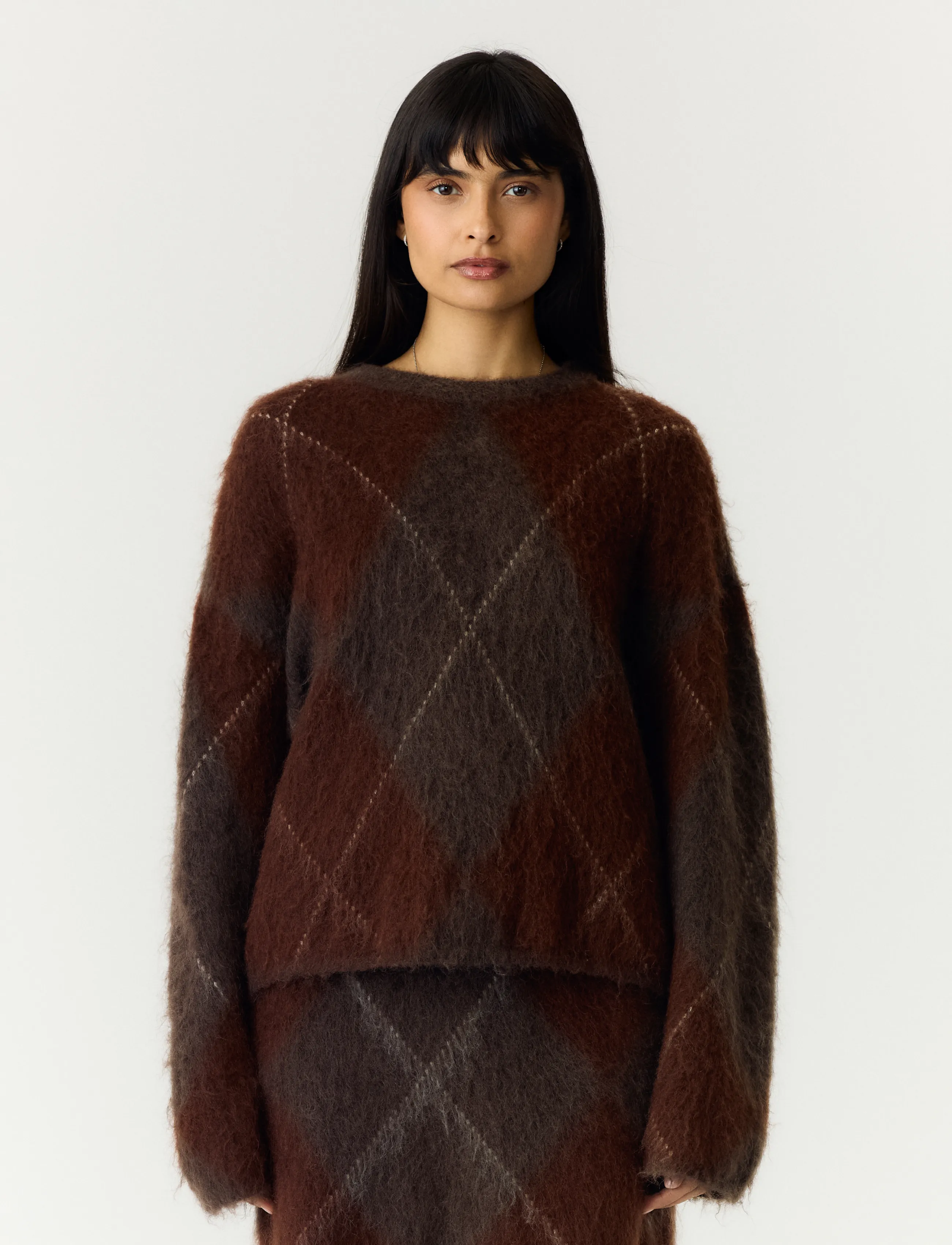 YAS - YASARGY LS MOHAIR BLEND KNIT PULLOVER S. - coffee bean - 0
