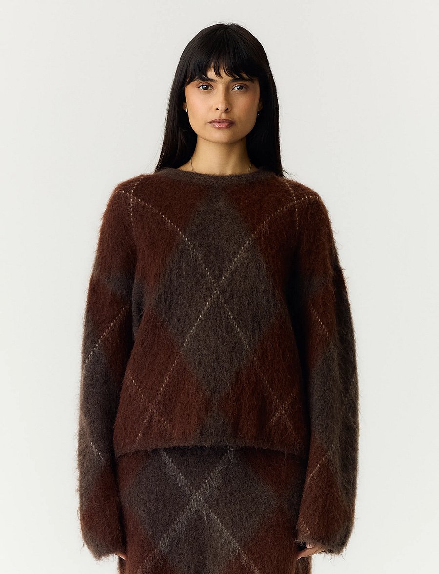 YAS - YASARGY LS MOHAIR BLEND KNIT PULLOVER S. - coffee bean - 0