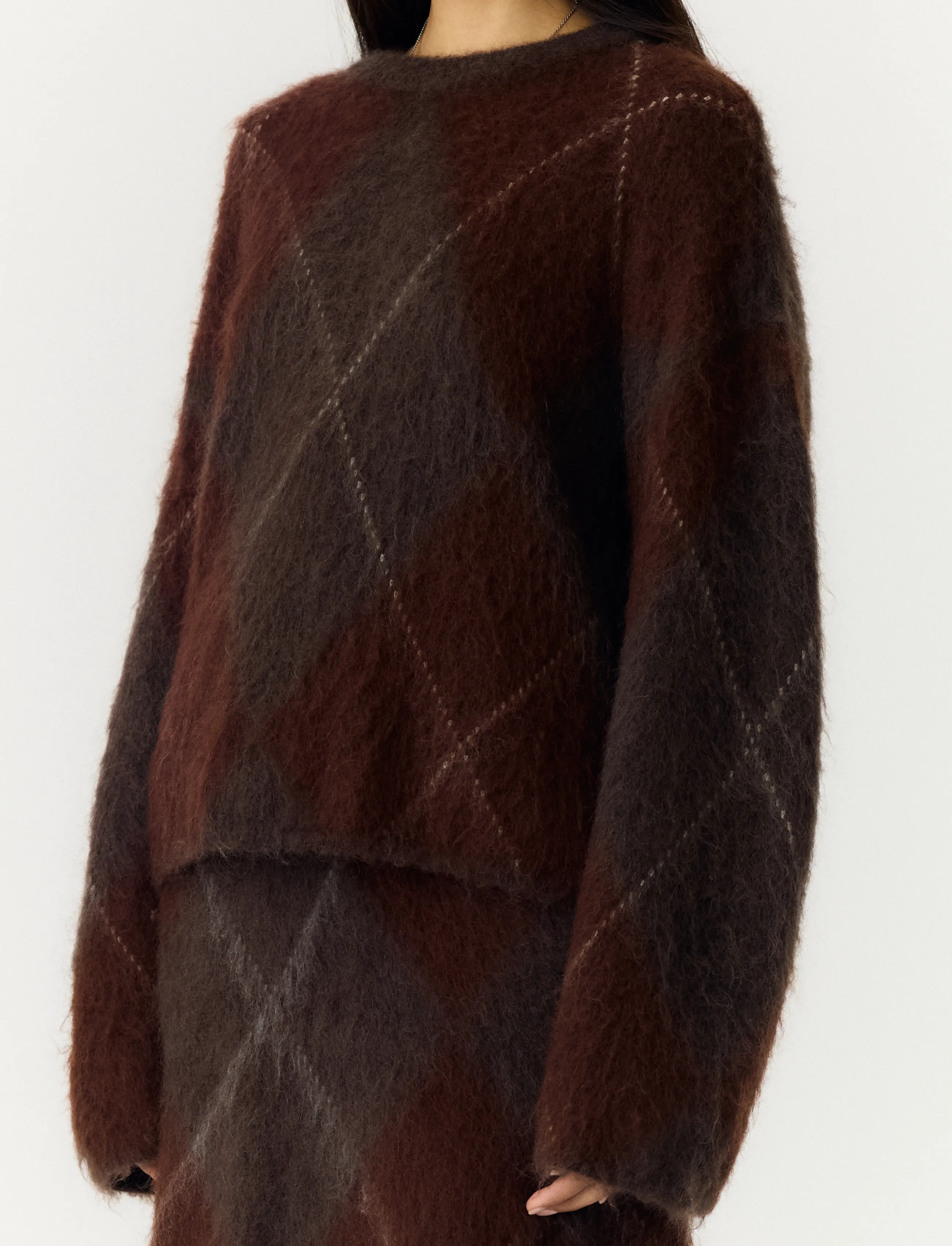 YAS - YASARGY LS MOHAIR BLEND KNIT PULLOVER S. - coffee bean - 5