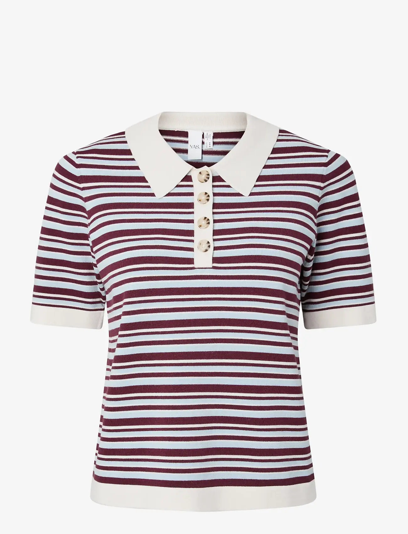 YAS - YASBELLE SS POLO KNIT PULLOVER - D2D - striktrøjer - birch - 1
