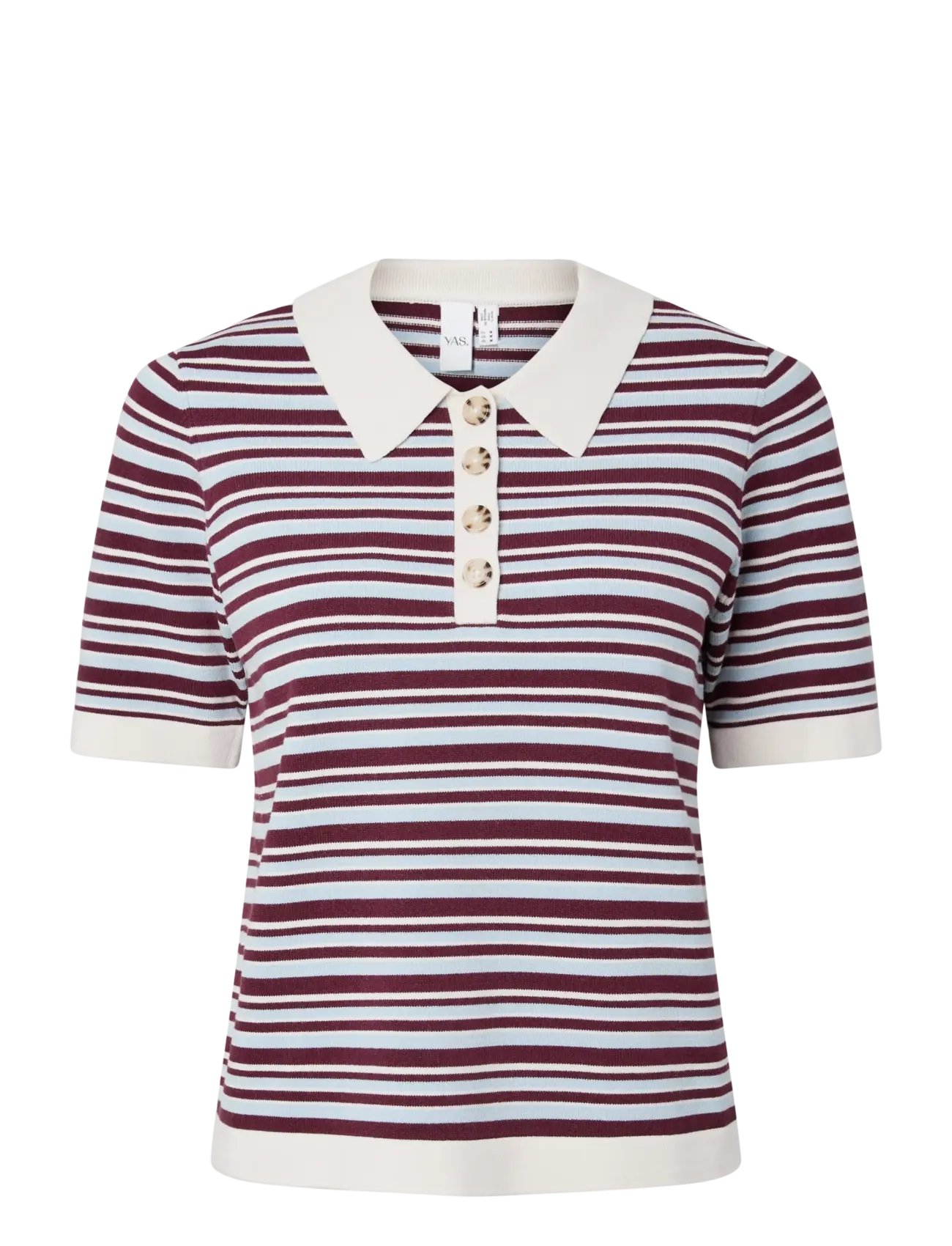 YAS YASBELLE SS POLO KNIT PULLOVER - D2D - Pullover - BIRCH / cream