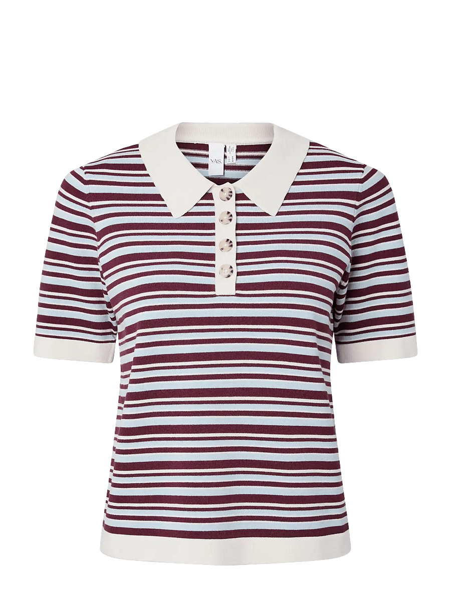 YAS - YASBELLE SS POLO KNIT PULLOVER - D2D - pullover - birch - 1