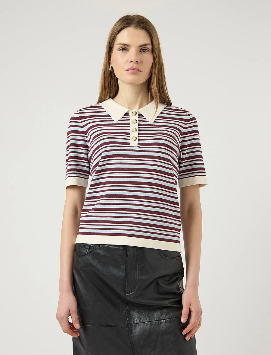 YAS - YASBELLE SS POLO KNIT PULLOVER - D2D - pullover - birch - 0