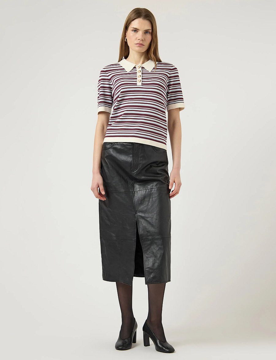 YAS - YASBELLE SS POLO KNIT PULLOVER - D2D - pullover - birch - 4