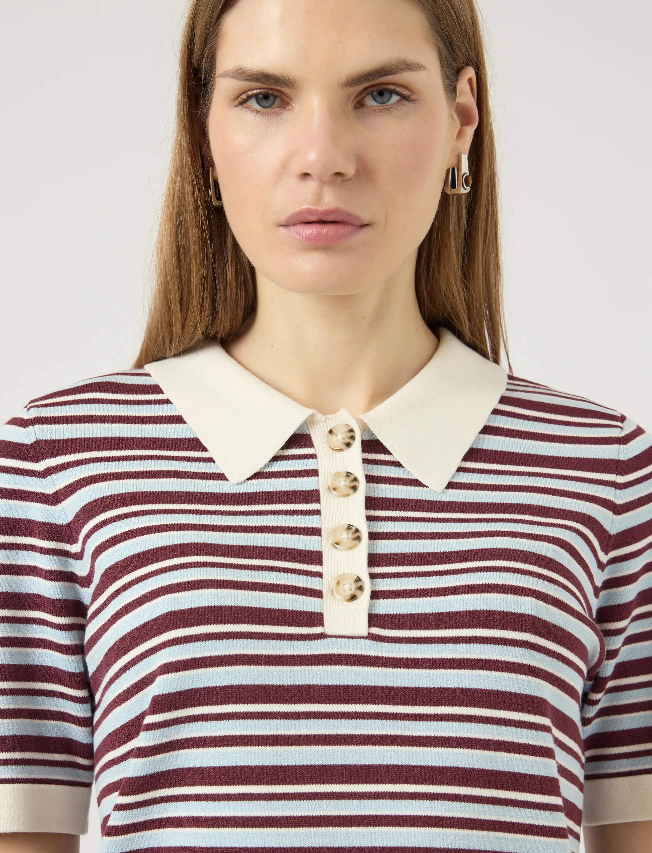 YAS - YASBELLE SS POLO KNIT PULLOVER - D2D - polosärgid - birch - 5