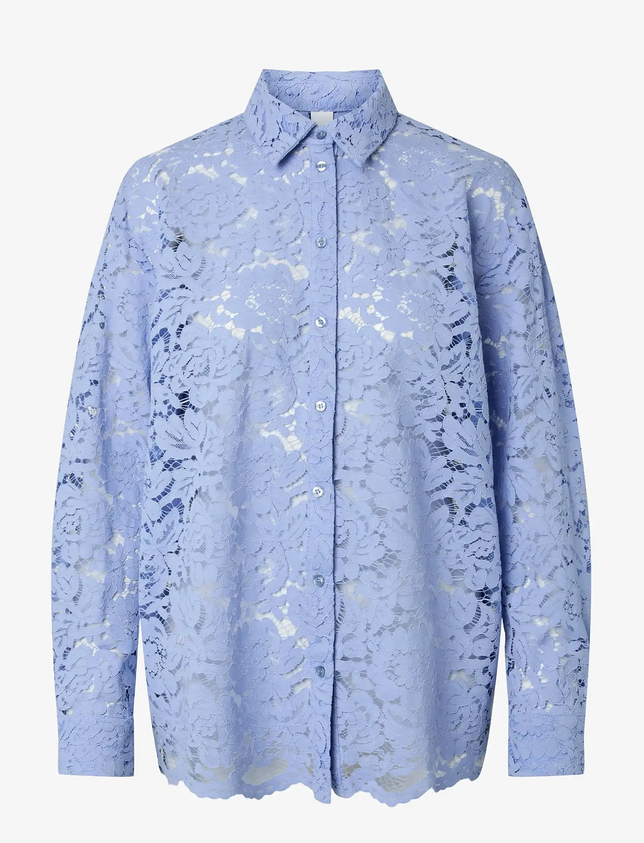 YAS - YASNINA LS LACE SHIRT - D2D - langærmede skjorter - serenity - 0