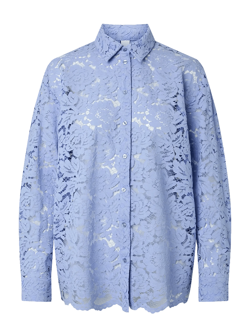 YAS - YASNINA LS LACE SHIRT - D2D - langærmede skjorter - serenity - 0