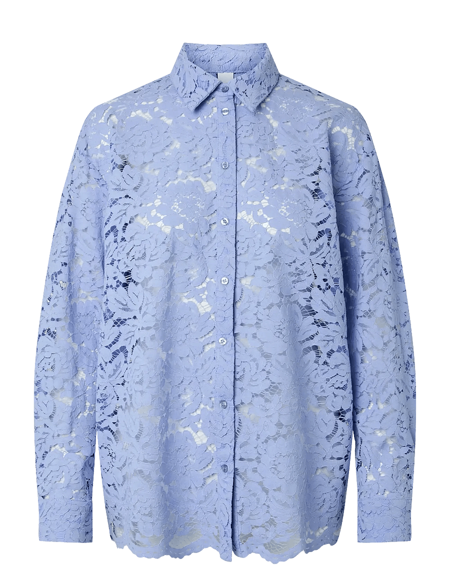 YAS - YASNINA LS LACE SHIRT - D2D - langärmlige hemden - serenity - 0