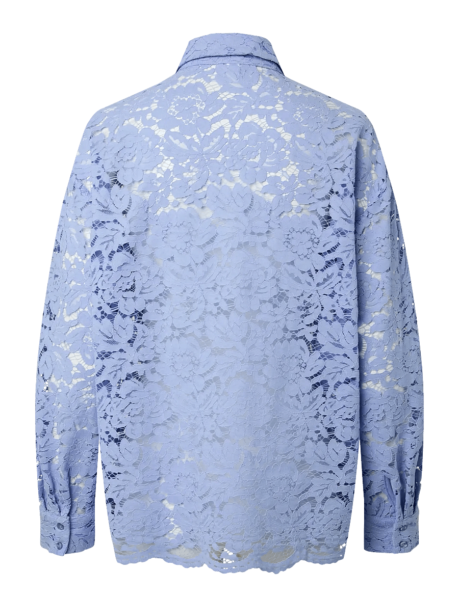 YAS - YASNINA LS LACE SHIRT - D2D - langärmlige hemden - serenity - 1