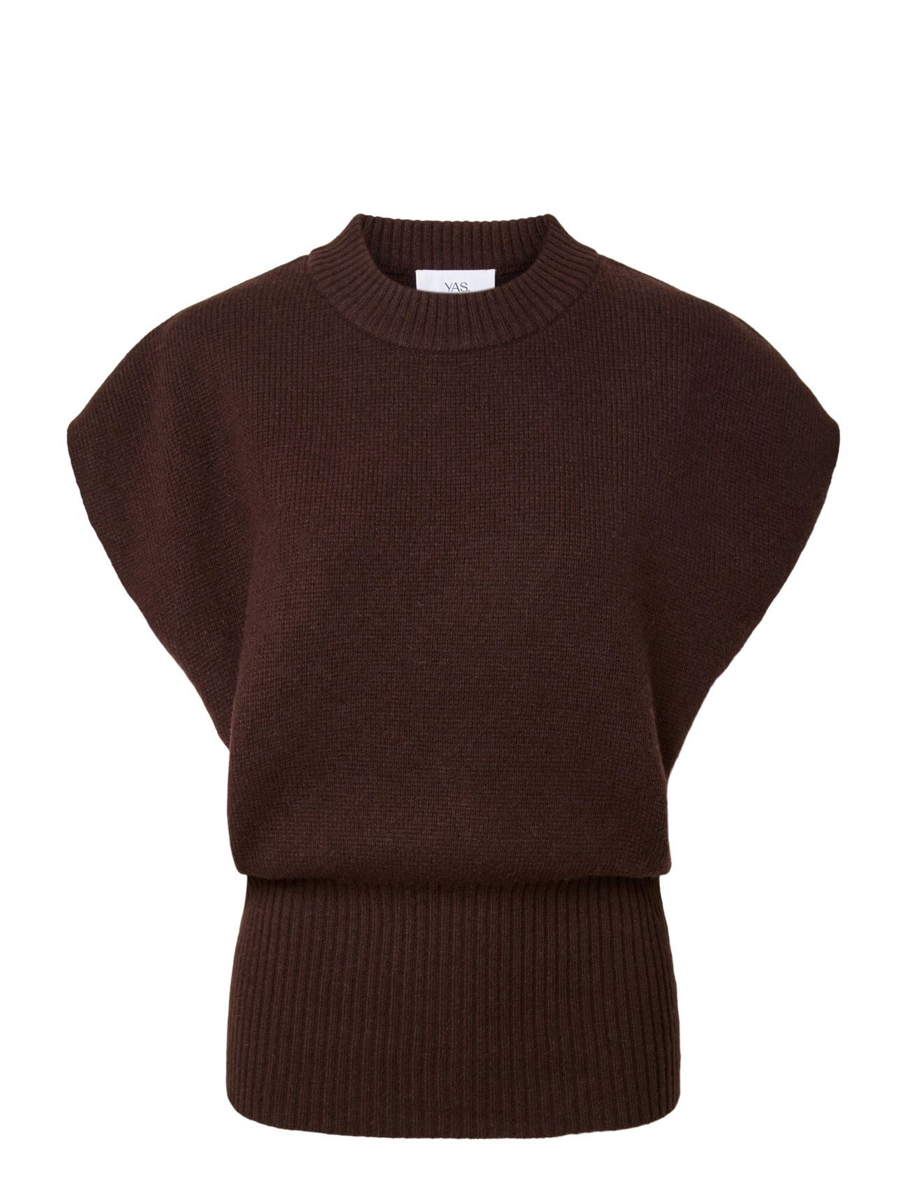 YAS YASESLI SL WOOL BLEND KNIT VEST - YAS - COFFEE BEAN / brown