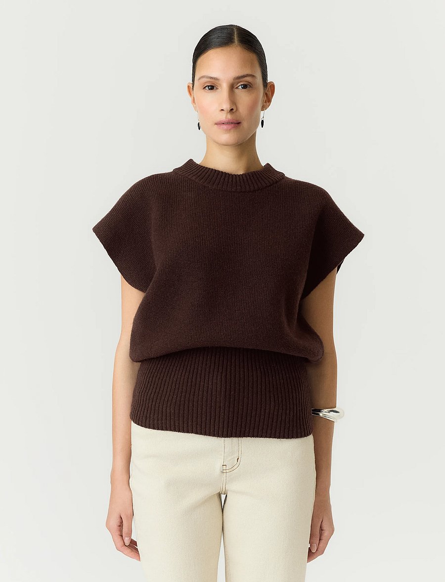 YAS - YASESLI SL WOOL BLEND KNIT VEST - strickwesten - coffee bean - 0